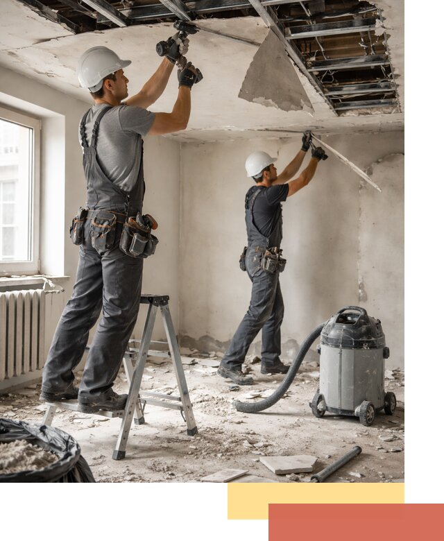 Демонтаж гипсокартонного потолка в Боровичах быстро и аккуратно