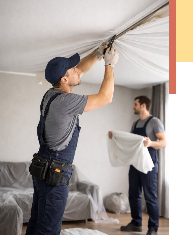 Демонтаж натяжного потолка в Боровичах от 4690 руб. — снятие и разбор под ключ | ОТДЕЛОЧНИК-Брв