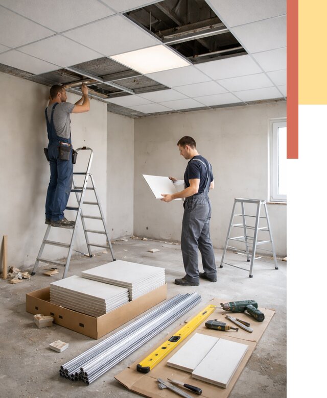 Монтаж потолка армстронг в Боровичах от 4690 руб/м2 — быстрая установка под ключ | ОТДЕЛОЧНИК-Брв