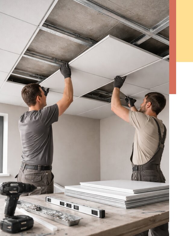 Монтаж кассетного потолка в Боровичах от 4690 руб/м2 — установка и сборка | ОТДЕЛОЧНИК-Брв