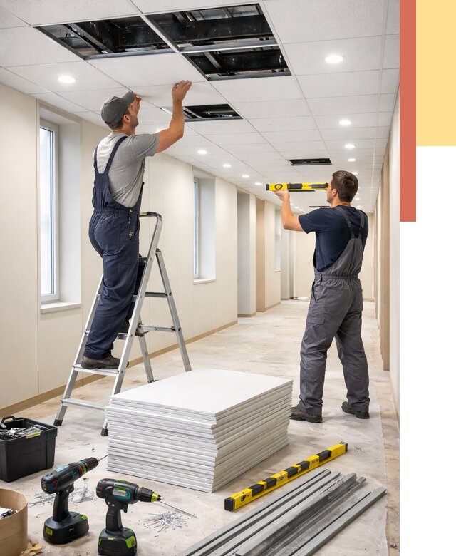 Ремонт потолка Армстронг в Боровичах от 4690 руб. — быстро и недорого | ОТДЕЛОЧНИК-Брв