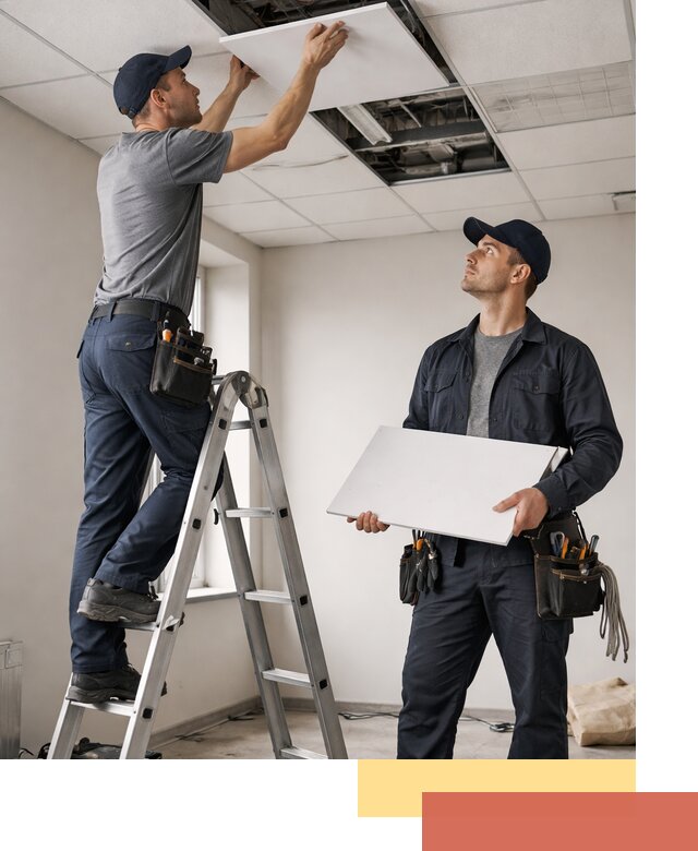 Обслуживание подвесного потолка в Боровичах — ремонт и чистка