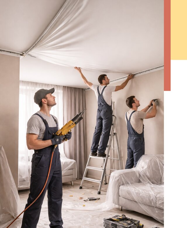 Установка натяжного потолка в Боровичах от 4690 руб. | Быстро и недорого — ОТДЕЛОЧНИК-Брв