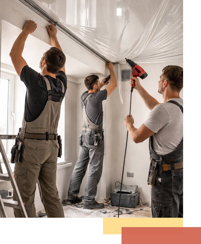 Монтаж глянцевого натяжного потолка в Боровичах быстро и качественно