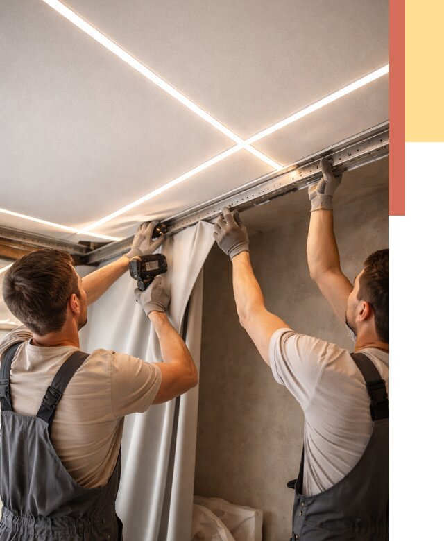 Монтаж натяжного потолка со световыми линиями в Боровичах от 1251 руб. | ОТДЕЛОЧНИК-Брв