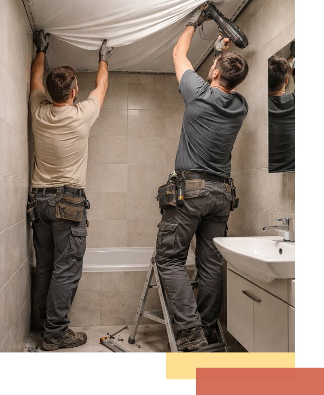 Монтаж натяжного потолка в ванной в Боровичах быстро и качественно