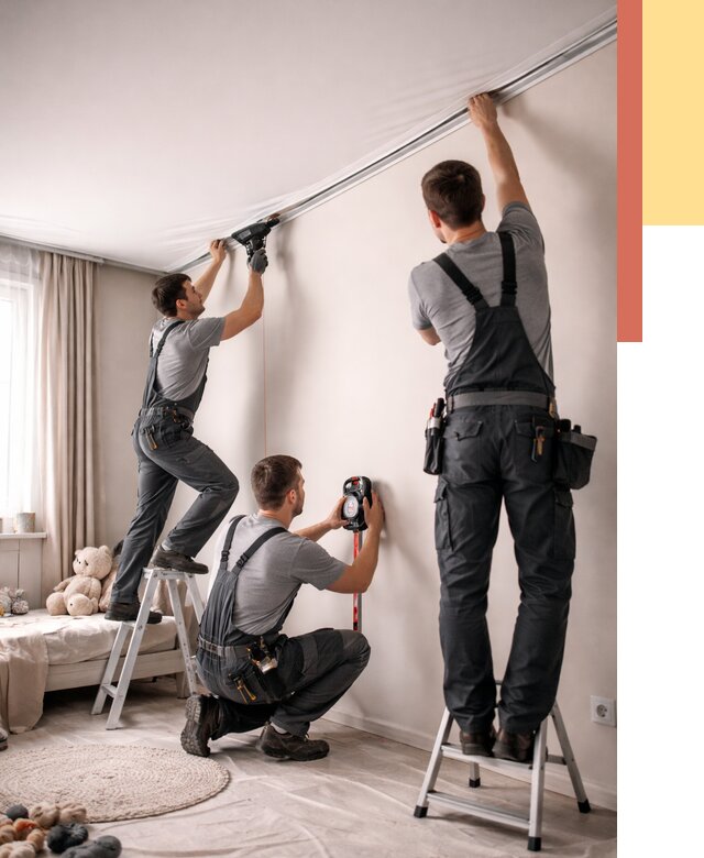 Монтаж натяжного потолка в детской в Боровичах от 3648 руб. — быстро и недорого | ОТДЕЛОЧНИК-Брв