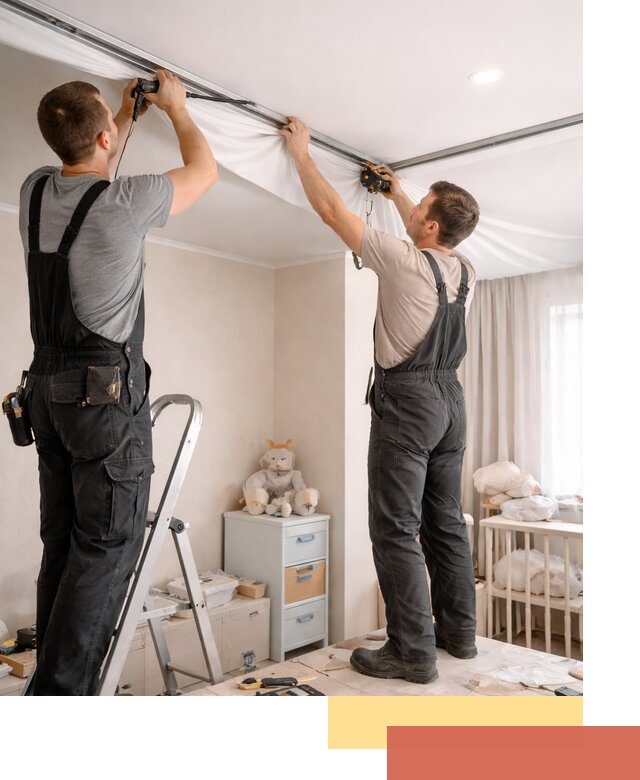 Монтаж натяжного потолка в детской комнате в Боровичах