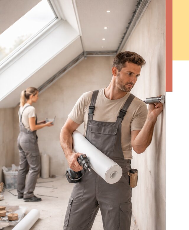 Монтаж натяжного потолка на мансарде в Боровичах от 3648 руб. | ОТДЕЛОЧНИК-Брв