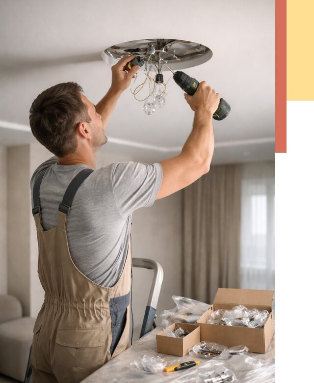 Установка люстры в натяжной потолок в Боровичах от 1251 руб. | Быстро и недорого — ОТДЕЛОЧНИК-Брв