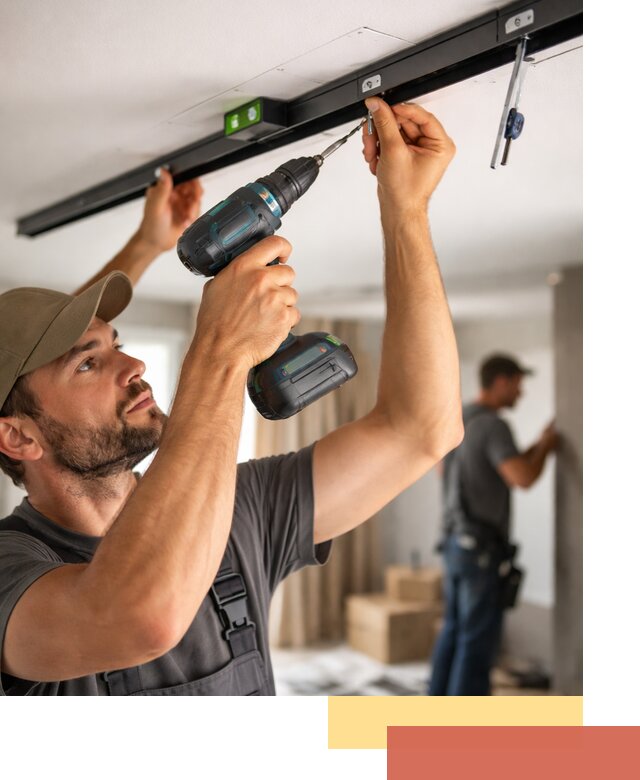 Установка трековых светильников в натяжной потолок в Боровичах