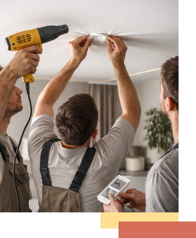 Ремонт прокола полотна натяжного потолка в Боровичах