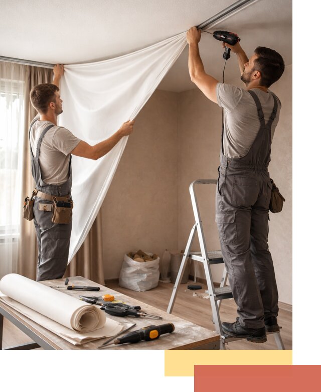 Замена полотна натяжного потолка в Боровичах быстро и качественно