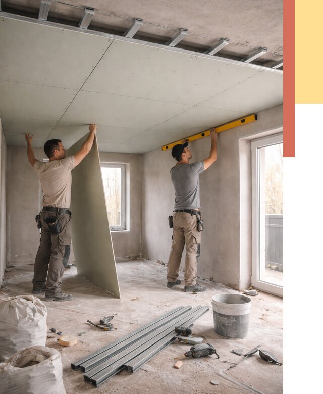 Одноуровневый потолок из гипсокартона в Боровичах от 782 руб. — монтаж под ключ | ОТДЕЛОЧНИК-Брв