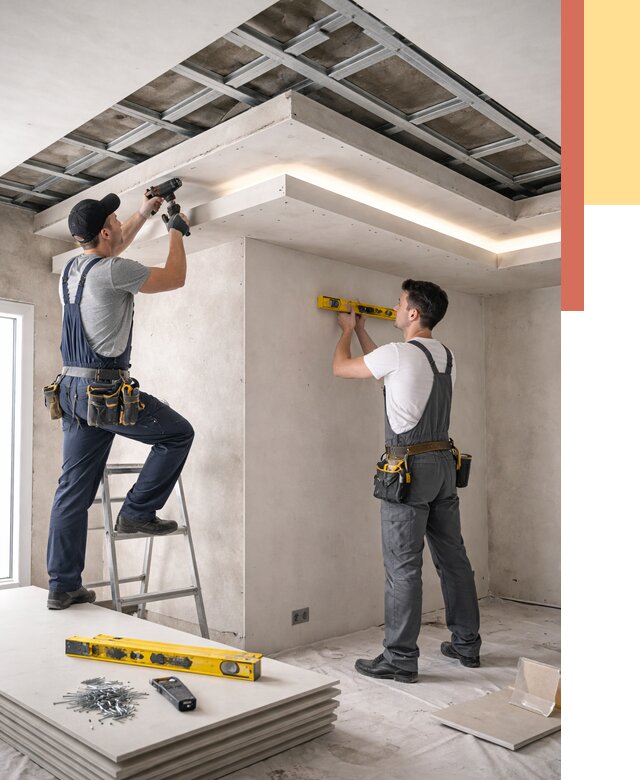 Двухуровневый потолок из гипсокартона в Боровичах от 1511 руб. под ключ | ОТДЕЛОЧНИК-Брв