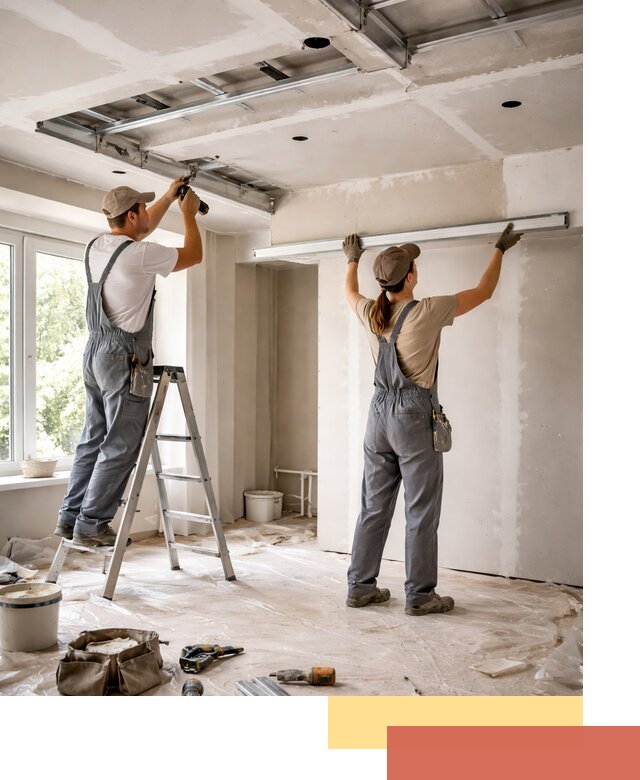 Монтаж многоуровневого потолка из гипсокартона в Боровичах