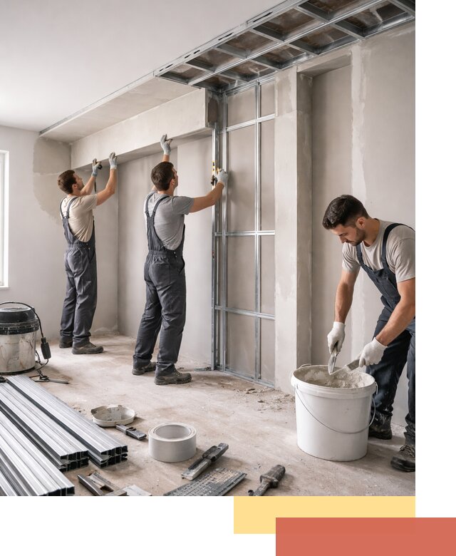 Монтаж потолка из гипсокартона с нишей в Боровичах