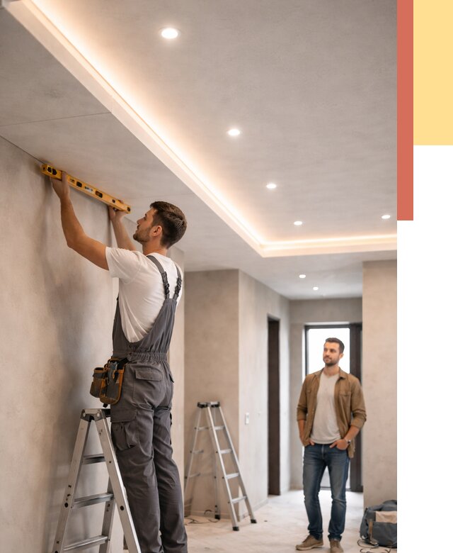 Потолок из гипсокартона с подсветкой в Боровичах от 782 руб./м2 под ключ | ОТДЕЛОЧНИК-Брв