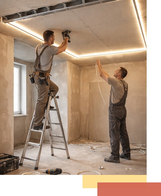 Потолок из гипсокартона с подсветкой в Боровичах