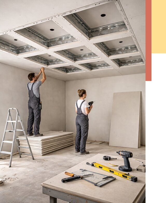 Кессонный потолок из гипсокартона в Боровичах от 1928 руб. — монтаж и под ключ | ОТДЕЛОЧНИК-Брв