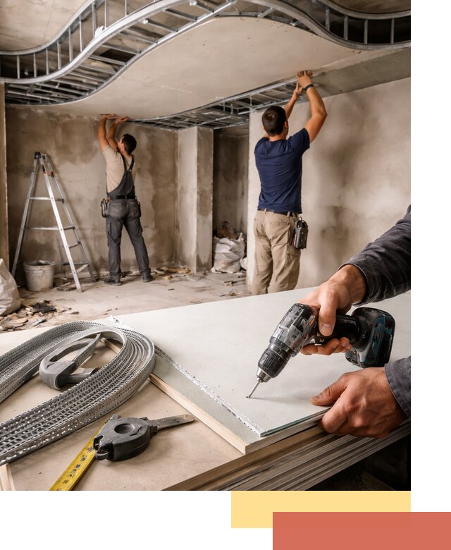 Криволинейный потолок из гипсокартона в Боровичах — монтаж и отделка