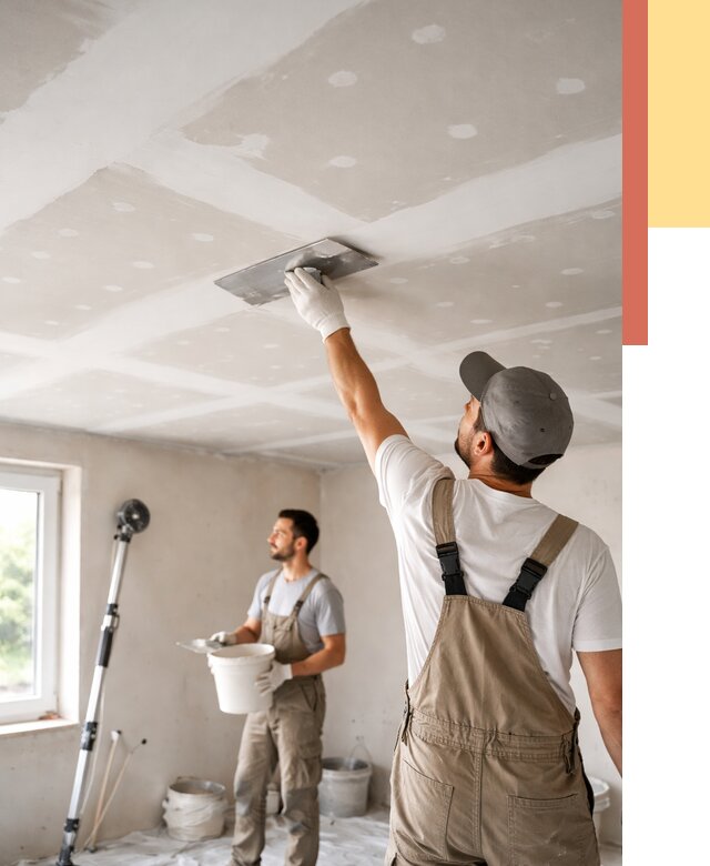 Шпаклевка потолка из гипсокартона в Боровичах от 3335 руб./м2 — услуги под ключ | ОТДЕЛОЧНИК-Брв