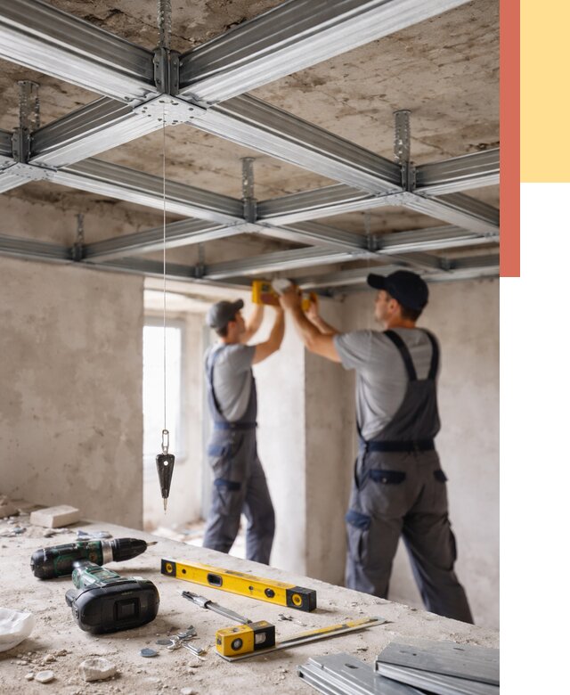 Монтаж каркаса потолка из профиля в Боровичах от 4690 руб. — услуги ОТДЕЛОЧНИК-Брв