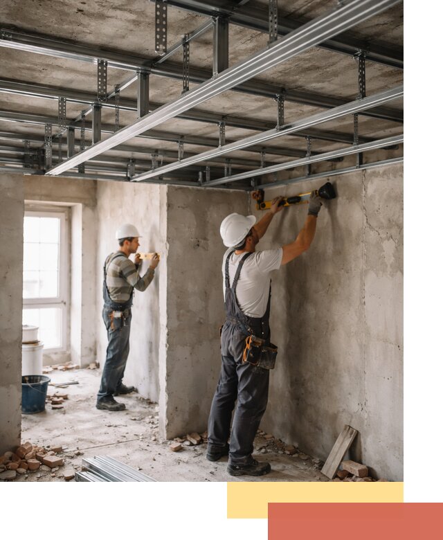 Монтаж каркаса потолка из профильного профиля в Боровичах