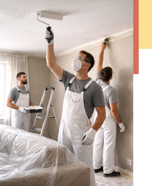 Покраска потолка водоэмельсионной краской в Боровичах от 2293 руб/м² — услуги под ключ | ОТДЕЛОЧНИК-Брв