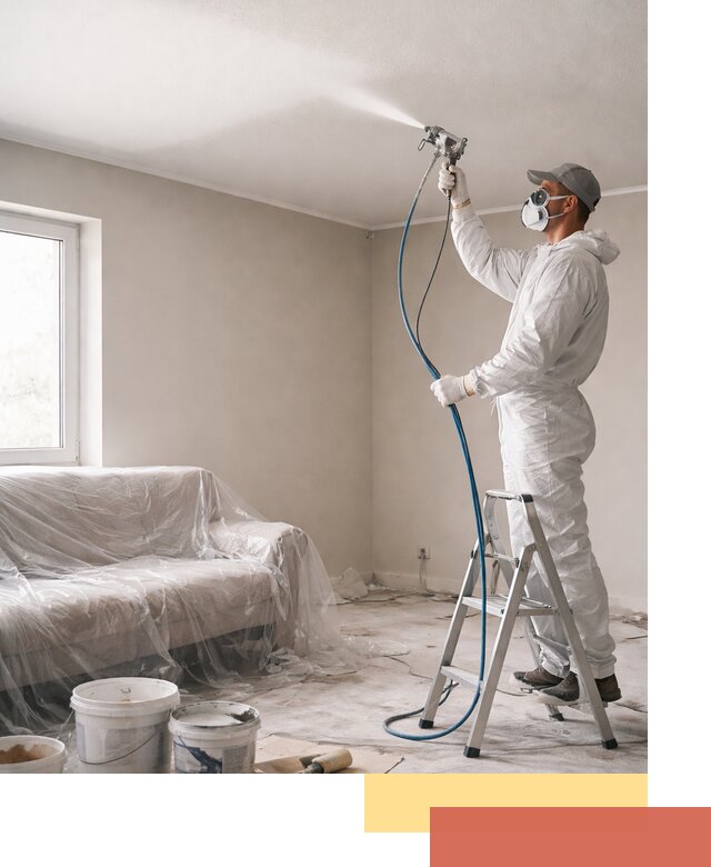 Покраска потолка краскопультом в Боровичах быстро и качественно